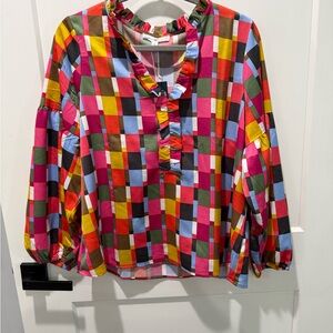 Lexi Check Me Out Top Michelle McDowell Checkered Blouse Large